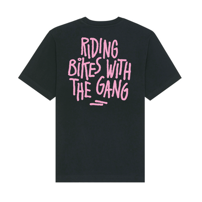 T-Shirt RIDING BIKES schwarz/rosa
